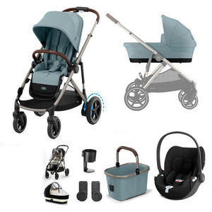 CYBEX e-Gazelle S Pushchair + Cloud T Travel System - Stormy Blue-Travel Systems- | Natural Baby Shower