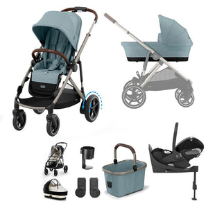 CYBEX e-Gazelle S Pushchair + Cloud T Travel System - Stormy Blue-Travel Systems- | Natural Baby Shower