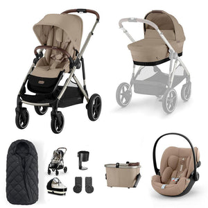 CYBEX Gazelle S + Cloud G Travel System-Travel Systems-Almond Beige-No Base | Natural Baby Shower
