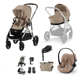 CYBEX Gazelle S + Cloud G Travel System-Travel Systems-Almond Beige-With Base | Natural Baby Shower
