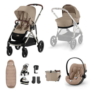 CYBEX Gazelle S + Cloud G Travel System-Travel Systems-Almond Beige-No Base | Natural Baby Shower