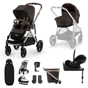 CYBEX Gazelle S + Cloud G Travel System-Travel Systems-Moon Black-No Base | Natural Baby Shower