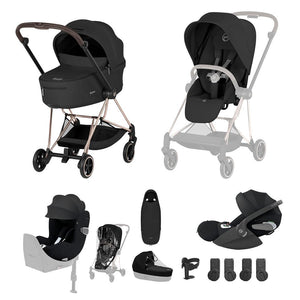 Cybex Mios Ultimate Birth & Beyond Bundle - Comfort Collection-Travel Systems-Sepia Black/Rose Gold-Without Base | Natural Baby Shower