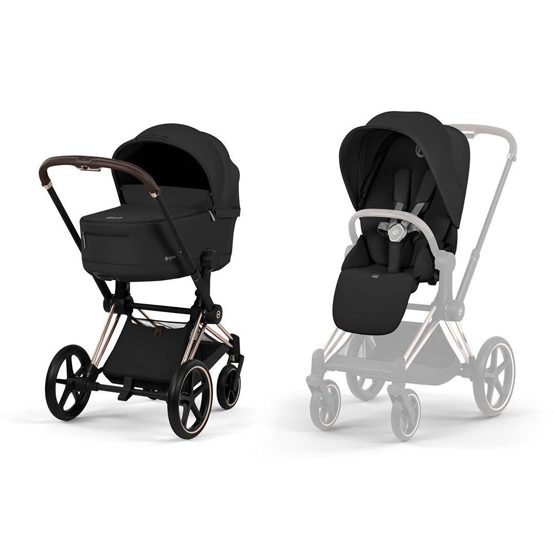 CYBEX Priam Comfort Pushchair & Foldable Carrycot - Sepia Black/Rose Gold-Strollers-Sepia Black/Rose Gold- | Natural Baby Shower