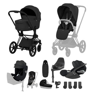 Cybex Priam Ultimate Birth & Beyond Bundle - Comfort Collection-Travel Systems-Sepia Black-With Base | Natural Baby Shower