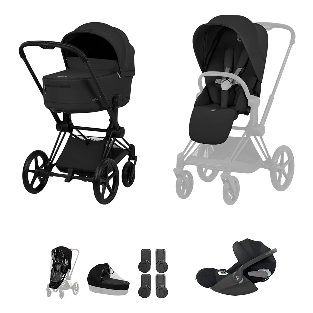 Cybex Priam Ultimate Bundle - Comfort Collection-Travel Systems-Sepia Black-Without Base | Natural Baby Shower