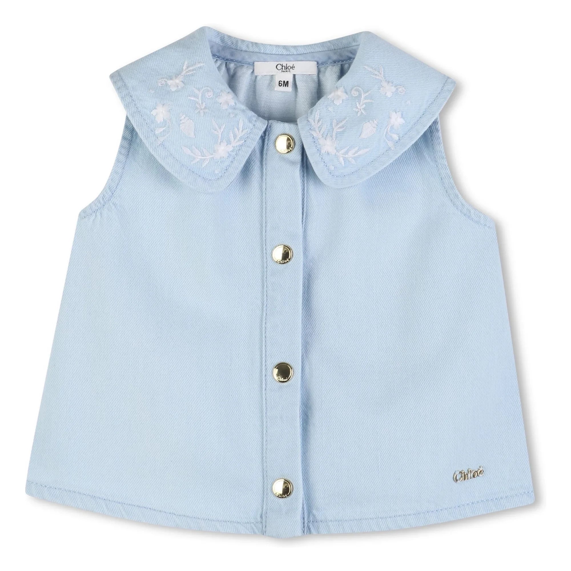 Chloé - Embroidered Denim Top | Blue