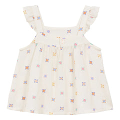 Arsène et Les Pipelettes - Organic Cotton Voile Floral Strapless Top | Ecru