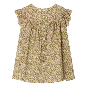 Bonpoint - Amantine Liberty Organik Pamuk Elbise | Yeşil