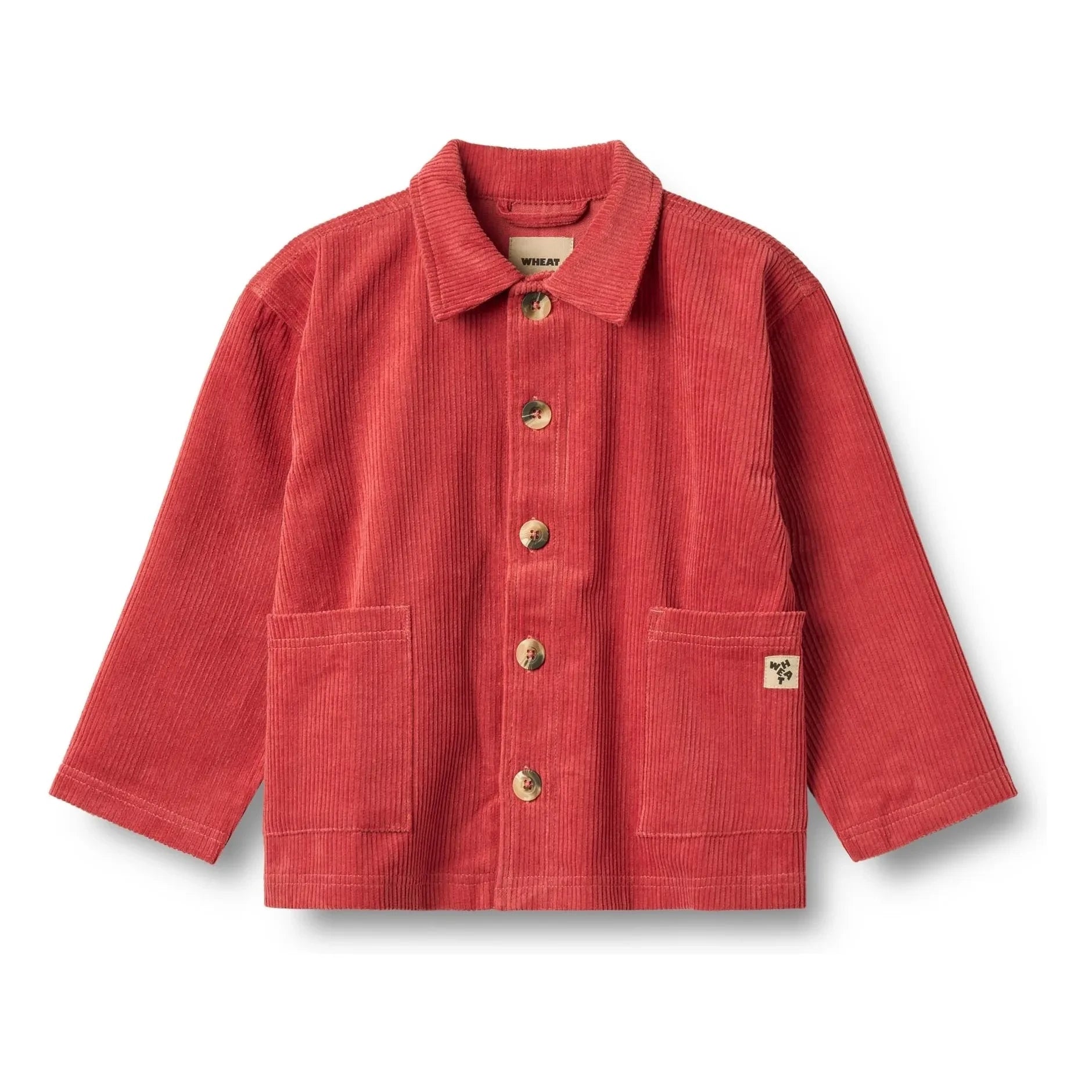 Wheat - Sage Organic Cotton Velvet Shirt Jacket | Red