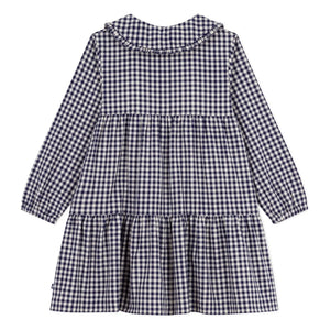 Petit Bateau - Claudine Collar Dress Organic Cotton Checkered | Navy