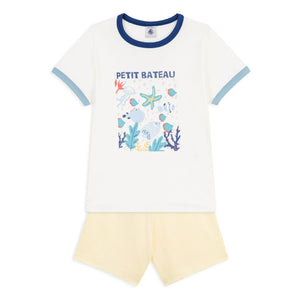 Petit Bateau - Ocean Organic Cotton Pajama Shorts | White