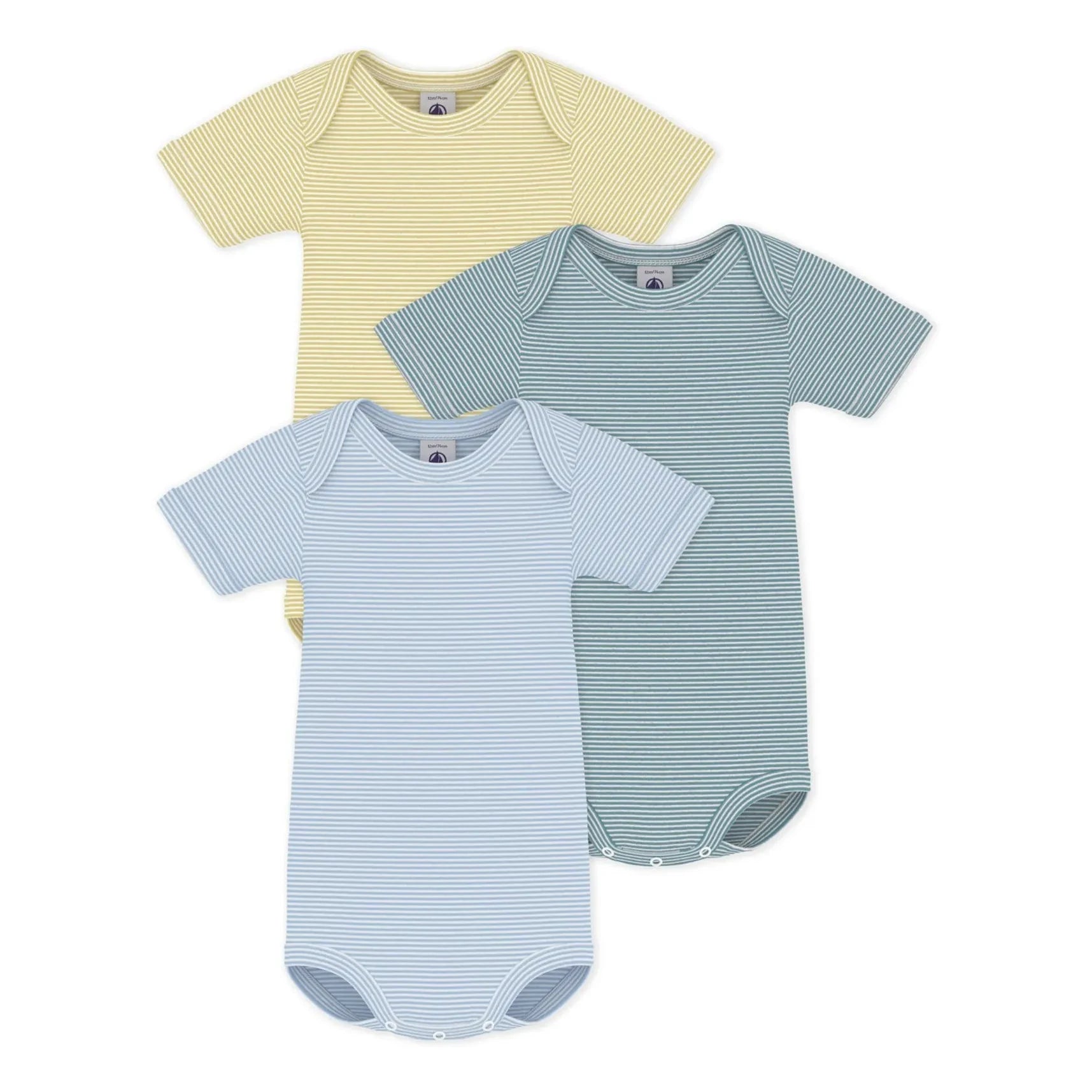 Petit Bateau - 3-Pack Striped Bodysuit Set | Yellow