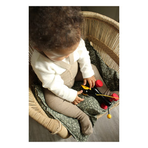 Silly Silas - Organic Cotton Striped Suspender Tights | Beige