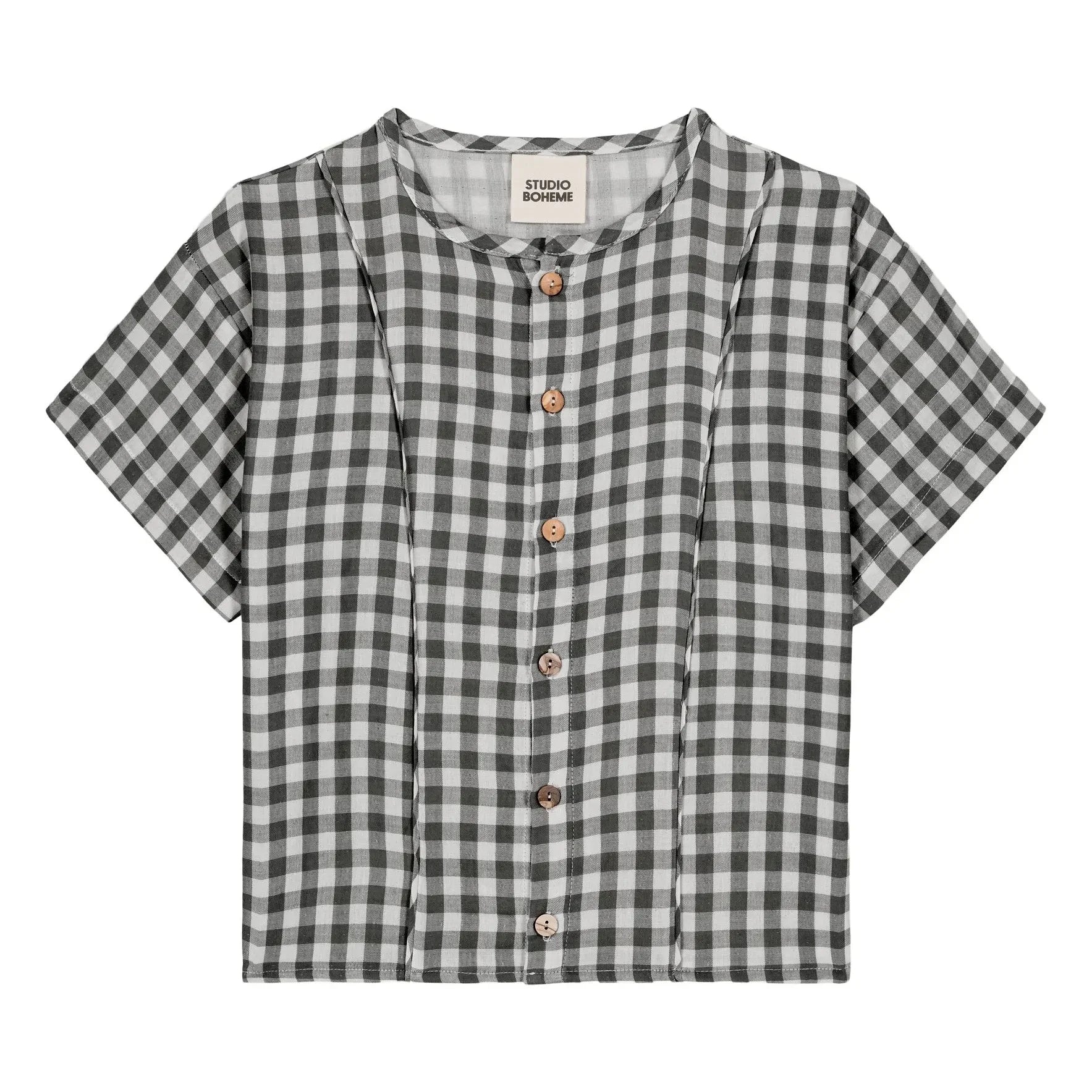 Studio Bohème - Thelme Vichy Blouse Organic Cotton Gauze | Black