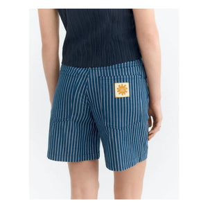 Thinking Mu - Luisa Striped Organic Cotton Shorts | Gray Blue