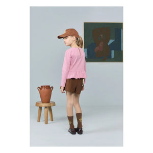 The Animals Observatory - Scamper Horse Organik Pamuk Fırfırlı Tişört | Pembe
