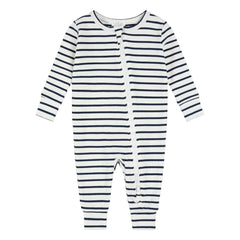 Petit Lem - Ribbed organic cotton and modal footed pajamas | Navy Blue
