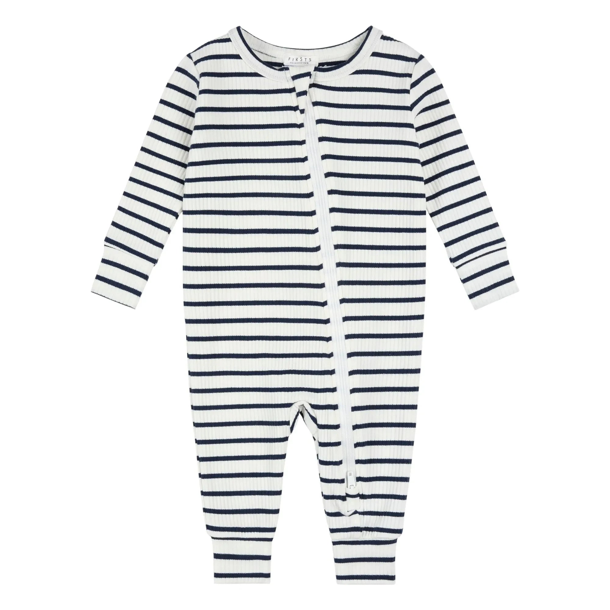 Petit Lem - Ribbed organic cotton and modal footed pajamas | Navy Blue