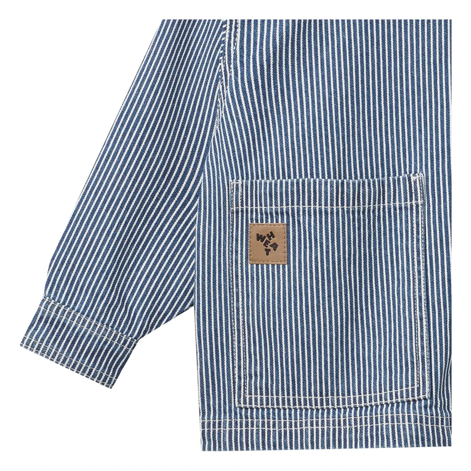 Wheat - Cole Denim Striped Organic Cotton Jacket | Blue