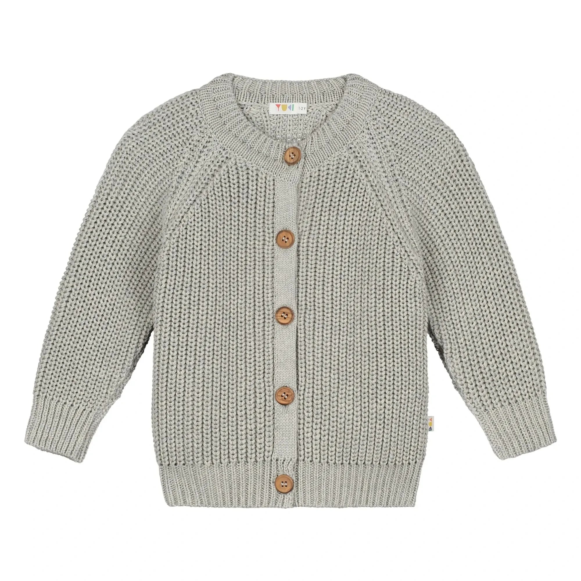 Yuki - Organic Cotton Raglan Cardigan | Gray