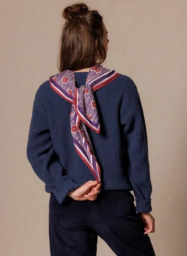 Apaches - Latika Large Striped Shawl | Navy