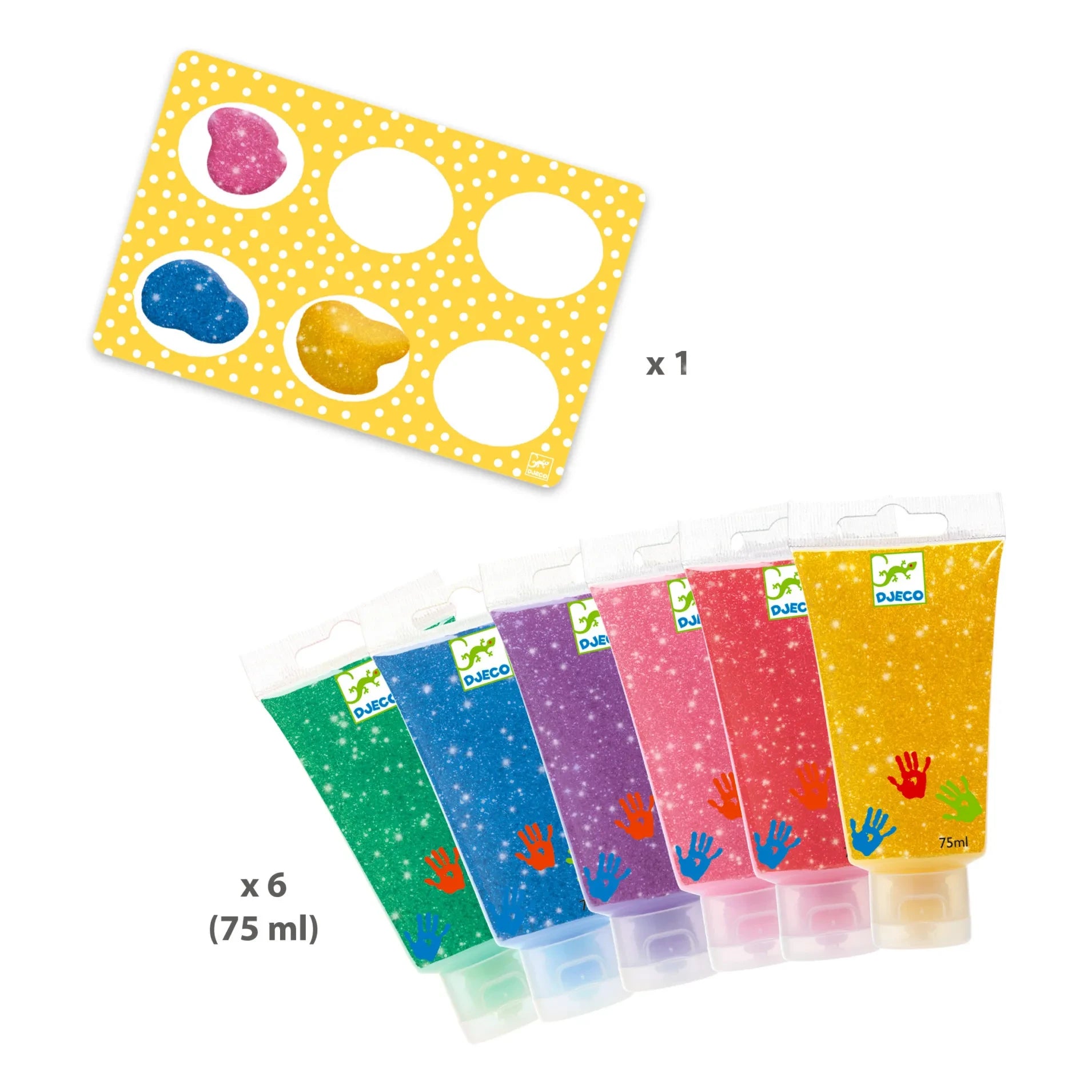 Djeco - Glitter Finger Paints - Set of 6