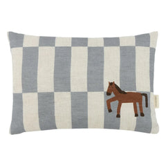 Nobodinoz - Cheval Vibes Rectangular Pillow - French Linen | Blue