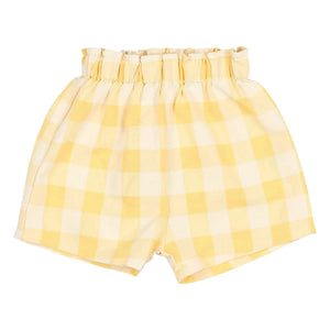 Búho - Sarı Gingham Seersucker Organik Pamuk Şort