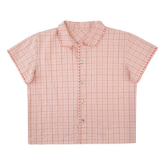 THE LiTTLE POETS - Alvaro Embroidered Shirt Organic Cotton Checkered | Light Pink
