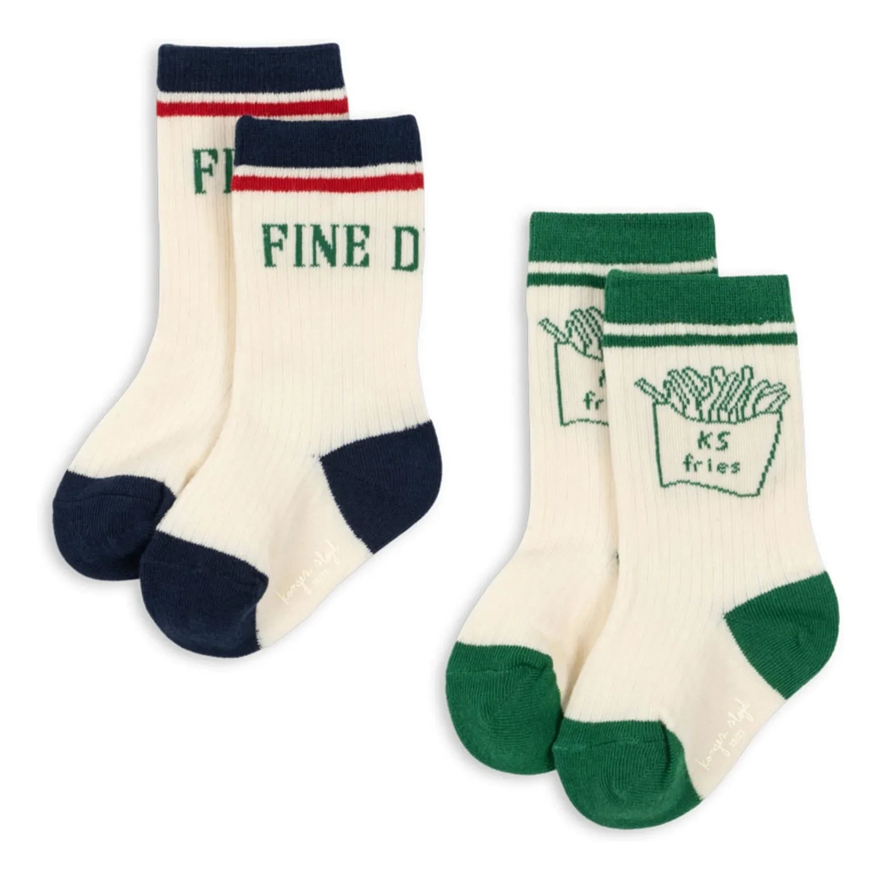 Konges Sløjd - 2 Pairs French Fry Socks Set | Ecru
