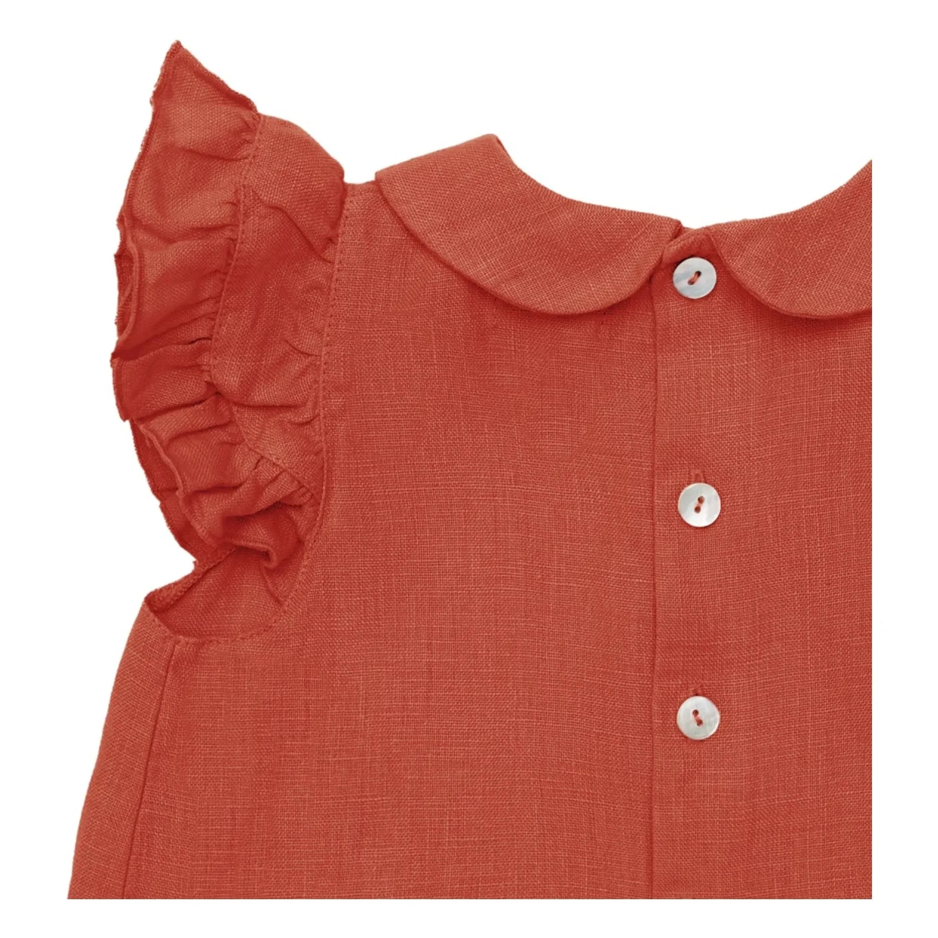Donsje - Mimi Linen Blouse, Claudine Collar | Light Red