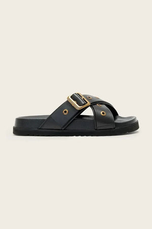 AllSaints deri düz tabanlı Suki Western Sandal