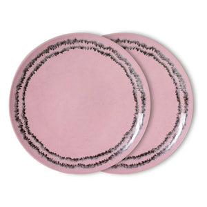 HKliving - Bubble ceramic dinner plates - Set of 2 | Pink