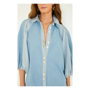Farm Rio - Two-Tone Denim Blouse | Blue