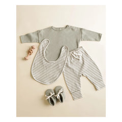 Quincy Mae - Organic Cotton Striped Pants | Celadon