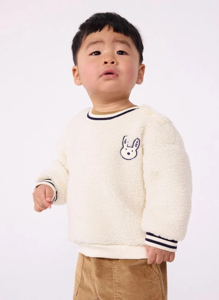 Petit Bateau - Rabbit Sherpa Sweater | Ecru