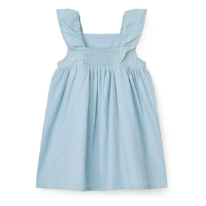 Copenhagen Colors - Floral Embroidered Bird Pattern Organic Cotton Dress | Light Blue