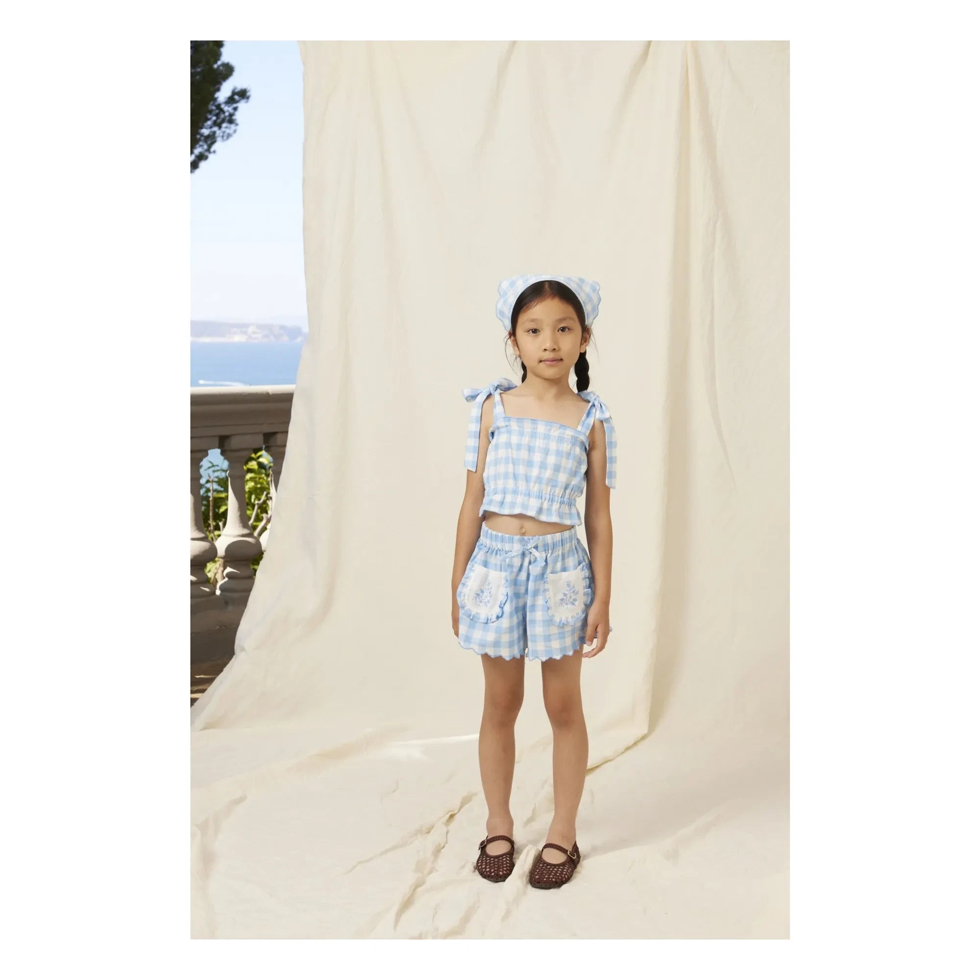 Bebe Organic - Viola Tiles Embroidered Pocket Shorts | Light Blue
