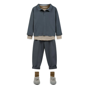 Gray Label - Striped Organic Cotton T-Shirt | Dark Khaki Brown