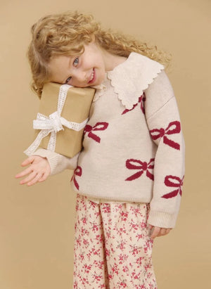 Wheat - Knotted Bow Sweater Merino Wool | Cream