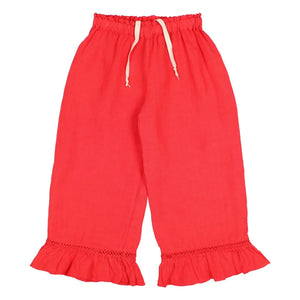 Búho - Linen Ruffled Pants | Red