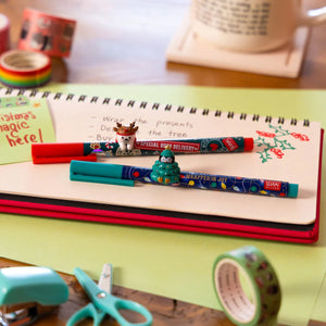 Legami - Set of Two Gel Pens with Animal Ornament - Jingle All the Way