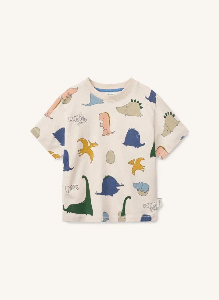 Liewood - Francis Dinosaurs Organic Cotton T-Shirt | Sand Color