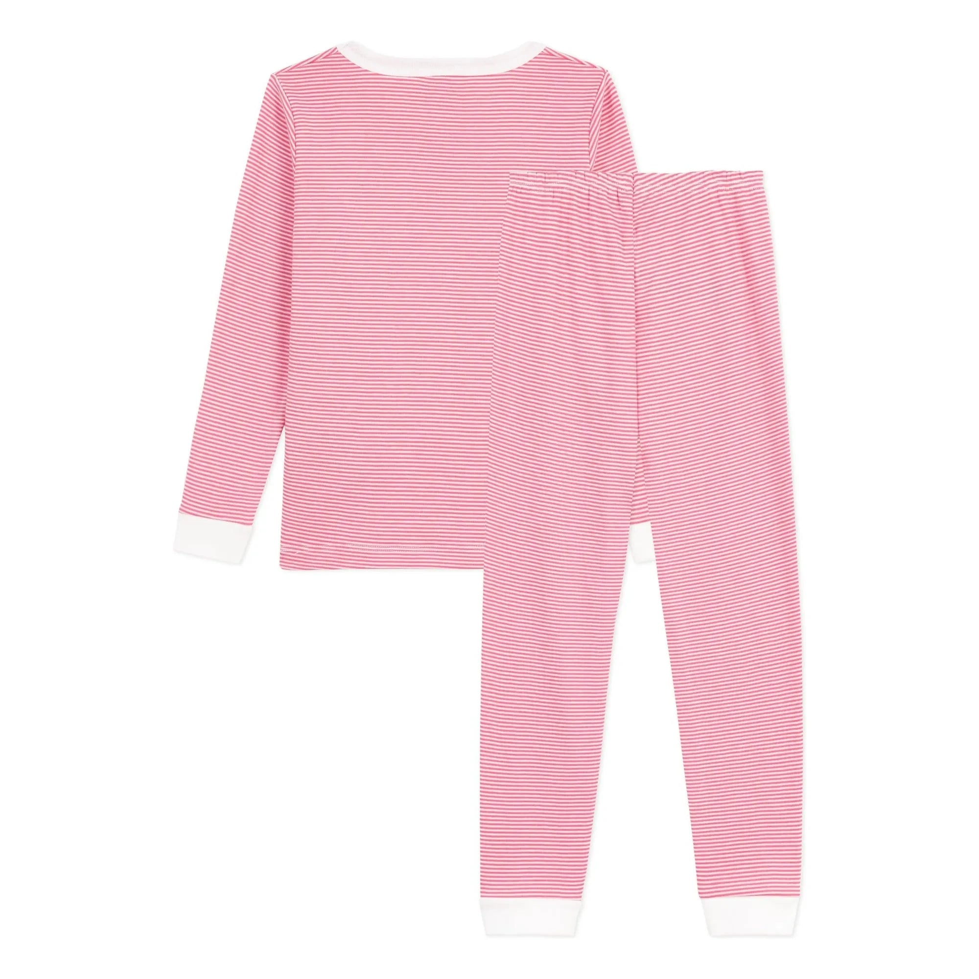 Petit Bateau - Striped Pajama with Contrast Trim | Organic Cotton | Pink