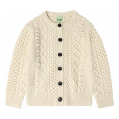 FUB - Aran Merino Wool Cardigan | Ecru