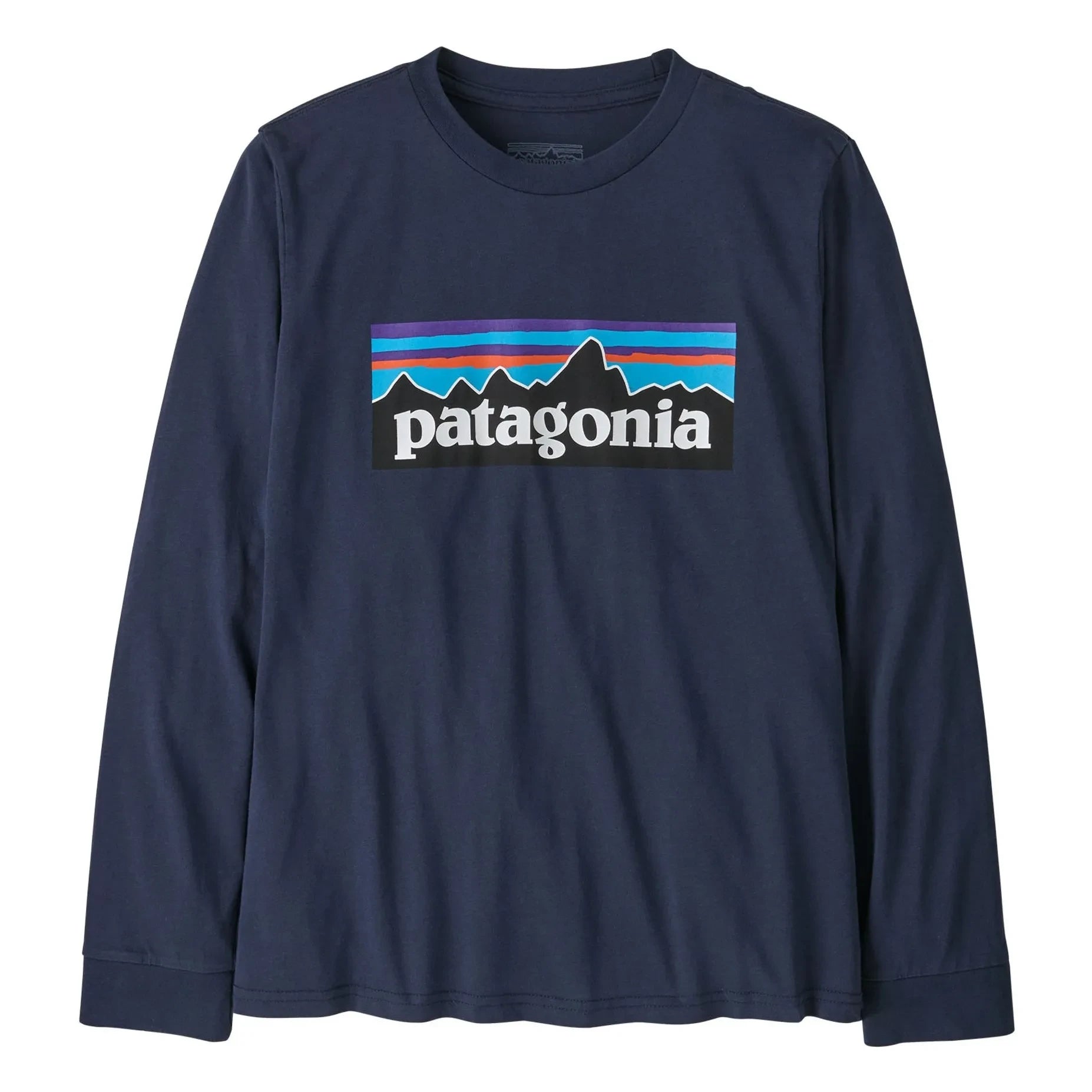 Patagonia - Long Sleeve T-Shirt P-6 Logo Organic Cotton | Navy