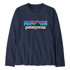 Patagonia - Long Sleeve T-Shirt P-6 Logo Organic Cotton | Navy