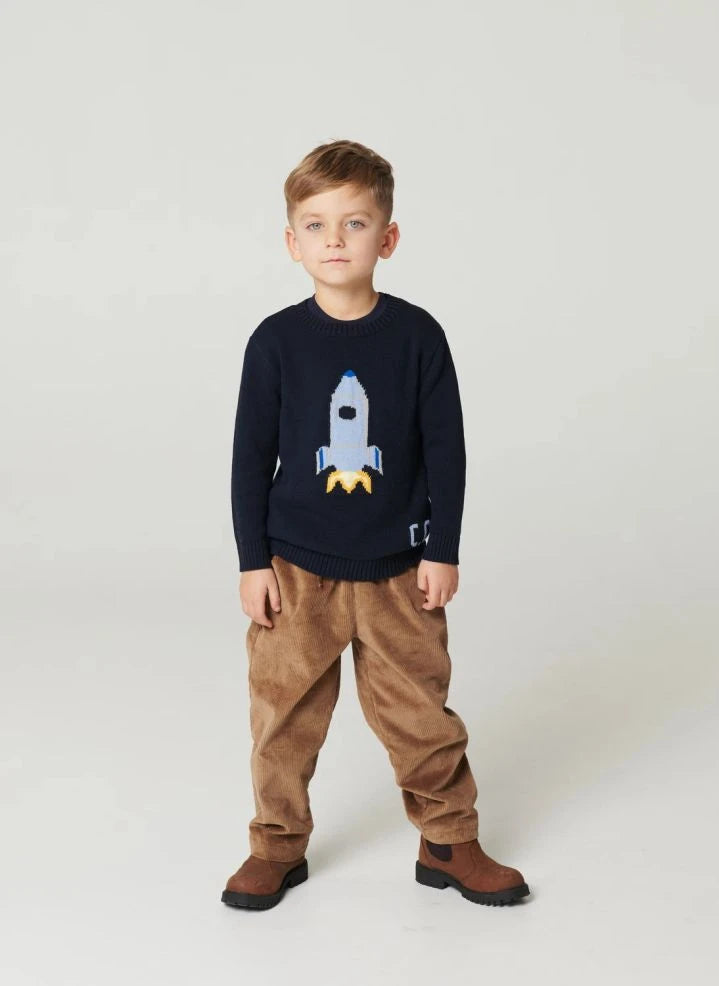 Copenhagen Colors - Organic Cotton Space Rocket Sweater | Navy