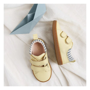 Lazare - Mahaut Striped Distressed Sneakers | Pale Yellow